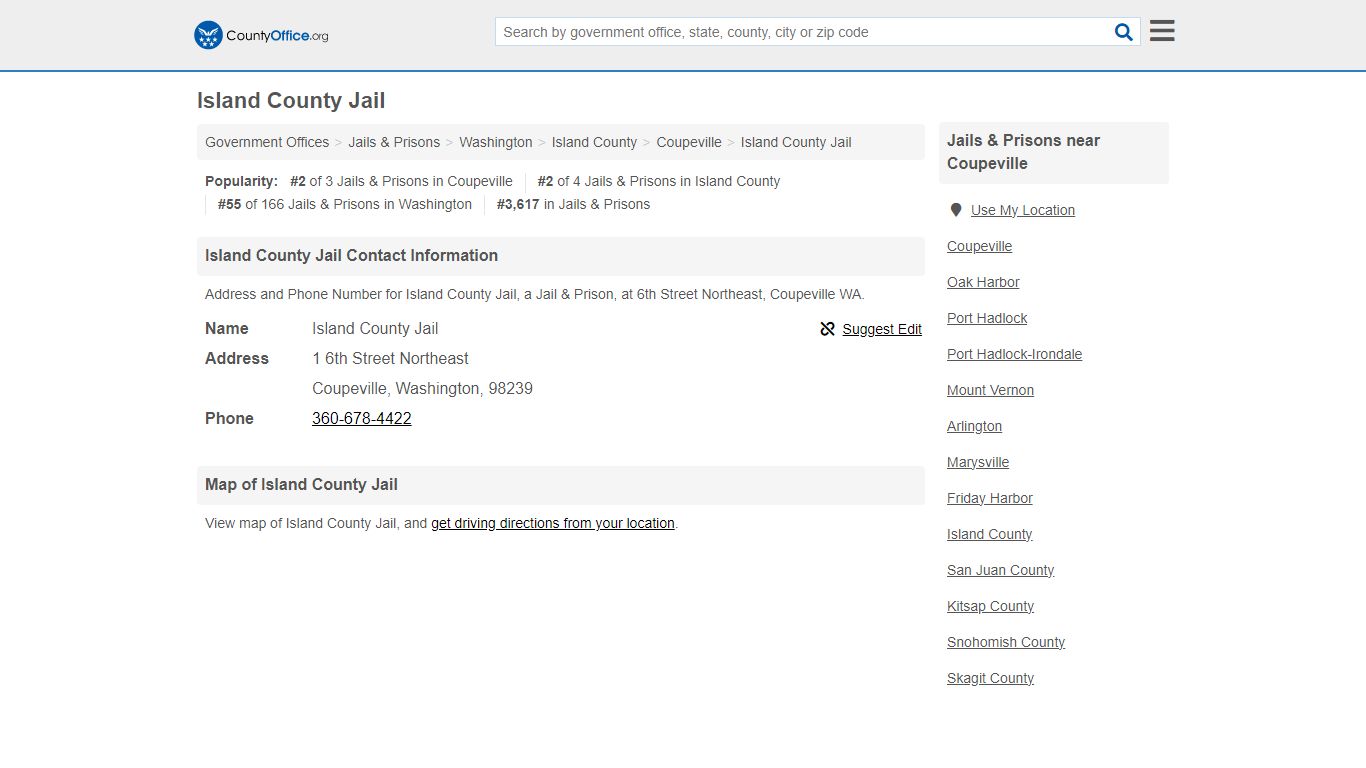 Island County Jail - Coupeville, WA (Address and Phone)